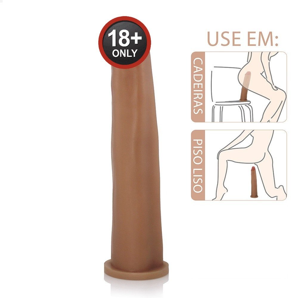 P�nis Gigante e Grosso Flex�vel Comprido 30 x 5,8cm Bege em vista lateral, ilustrando uso em cadeiras e piso liso