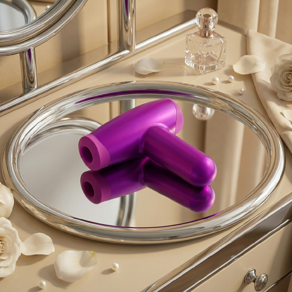 Pulsador de Clit�ris Recarreg�vel em Silicone com 10 Pulsa��es e 10 Tapping Formato Pistola Roxo | Foto 05