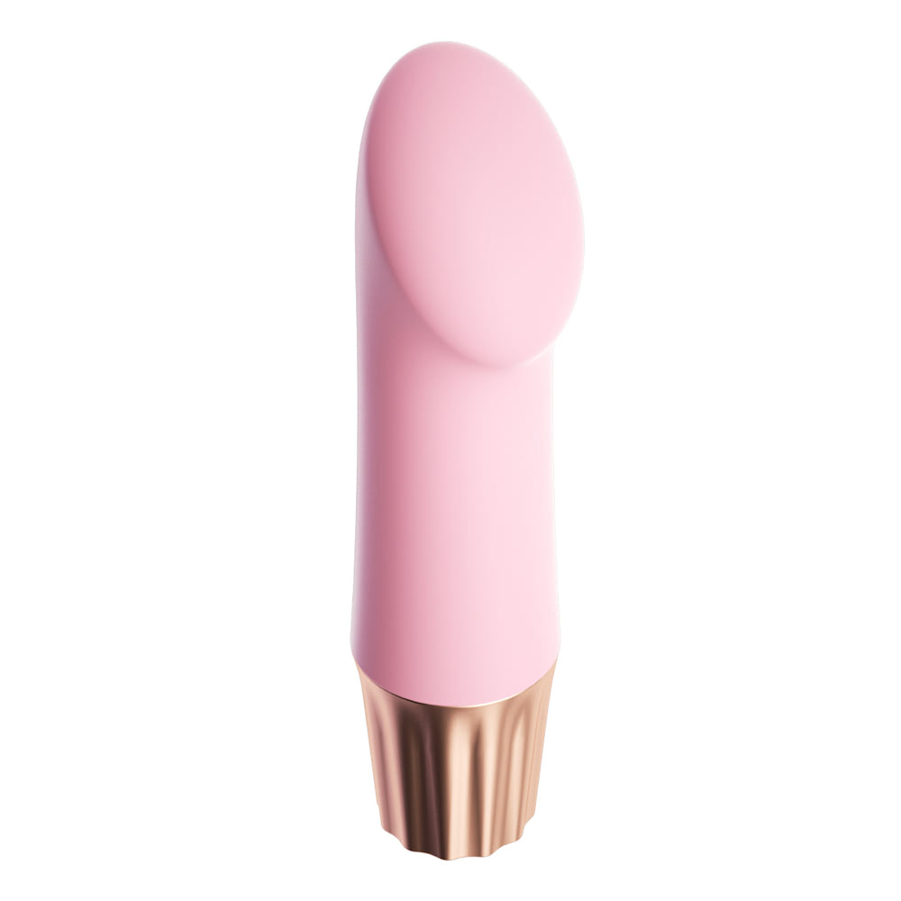 Vibrador Personal Recarreg�vel em Silicone Rosa, vis�o frontal