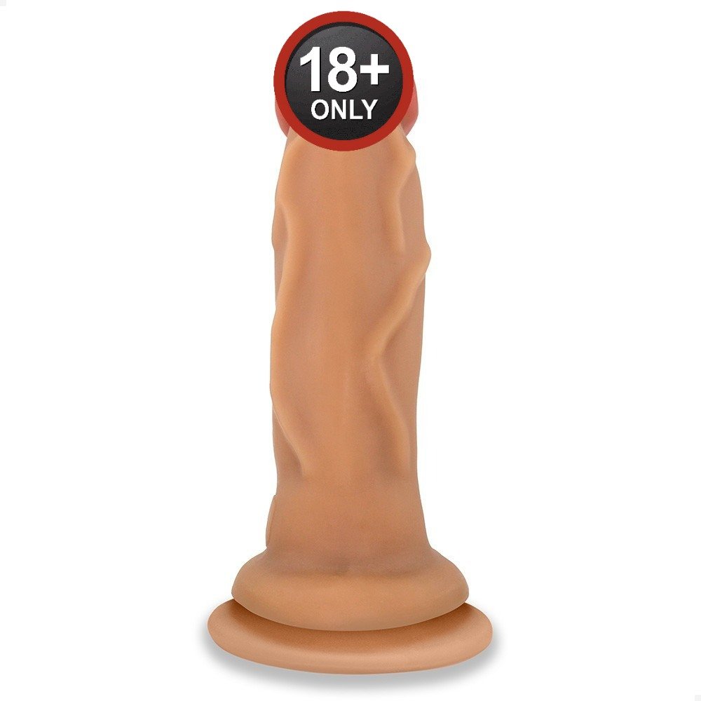P�nis Gigante e Grosso Flex�vel com Ventosa An�bis 30 x 7,9cm Bege, vista frontal detalhando formato e flexibilidade