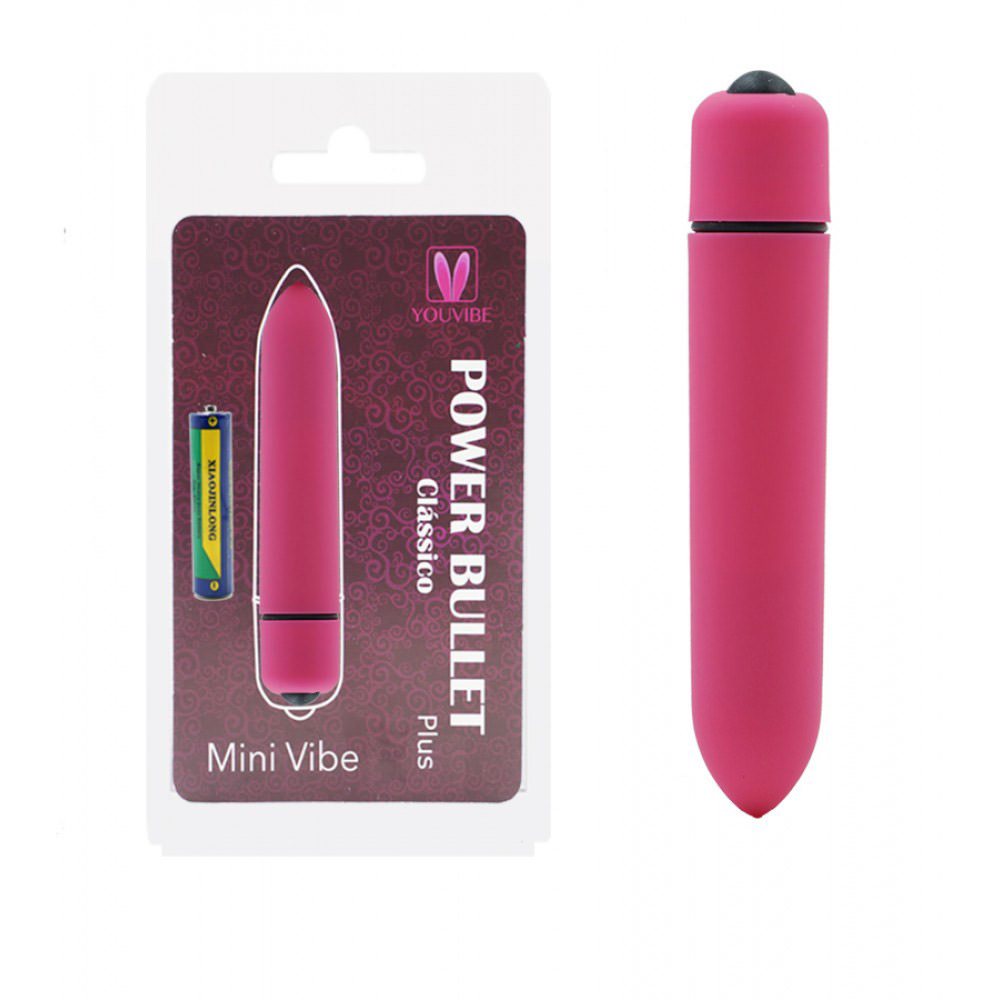 Vibrador Bullet Rosa e sua embalagem, destacando a marca You Vibe e as 10 vibra��es