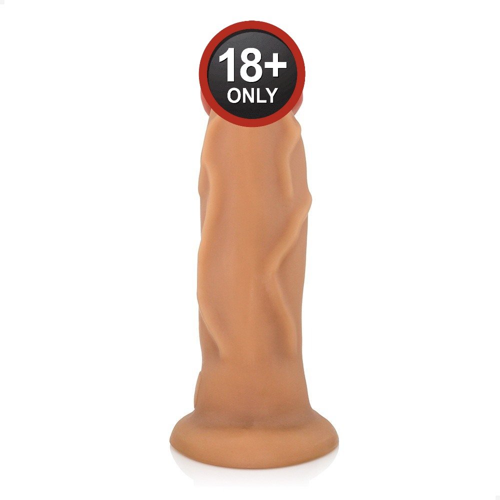 P�nis Gigante e Grosso Flex�vel An�bis 30 x 7,9cm Bege em vista frontal, destacando a glande para dilata��o