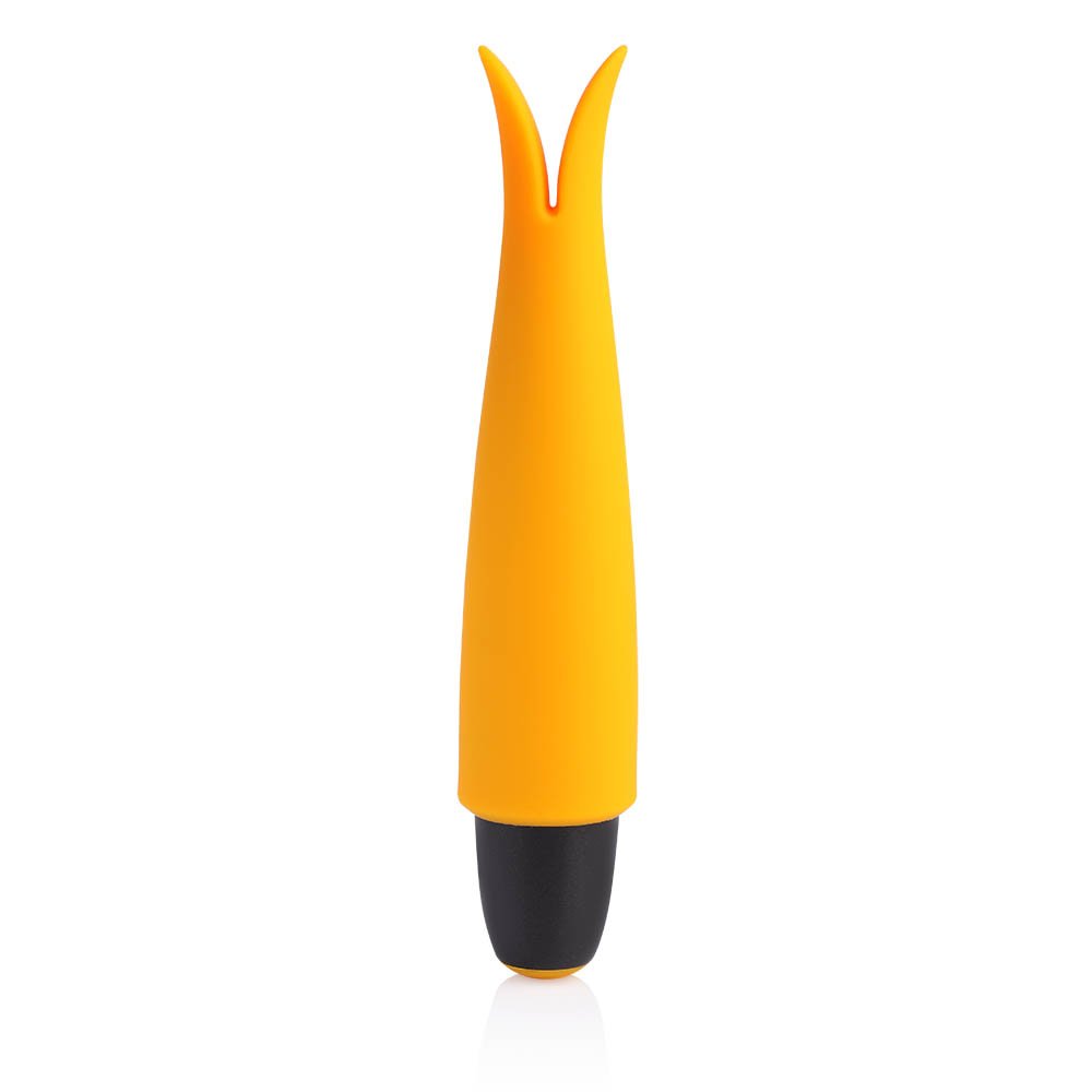 Vibrador Bullet em Silicone Recarreg�vel Amarelo em vista frontal