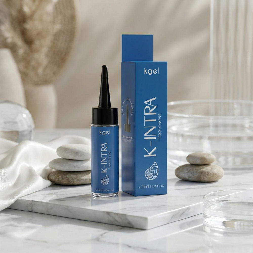 Gel Lubrificante Intimo Neutro K-Intra 15ml em ambiente claro com pedras e acessorios, destacando o frasco e a embalagem