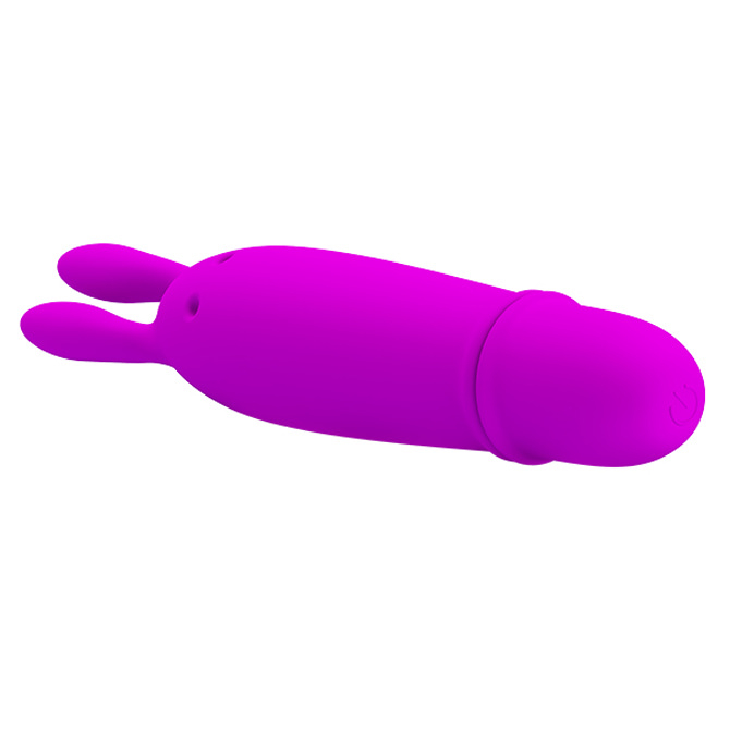 Vibrador para Clit�ris em Forma de Coelho Roxo sem embalagem mostrando a base