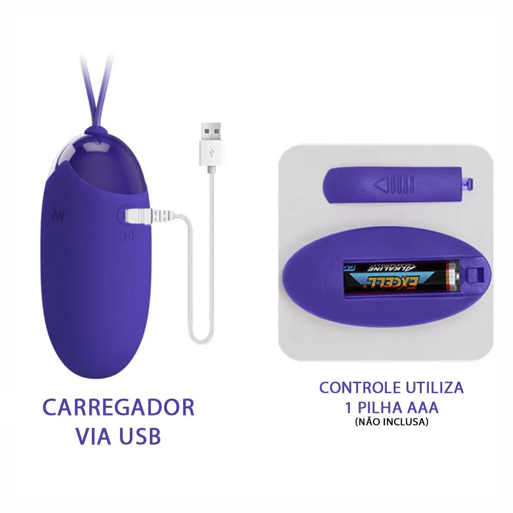 Vibrador Bullet Recarreg�vel em Silicone com 12 Vibra��es e Conrole sem Fio Roxo | Foto 05