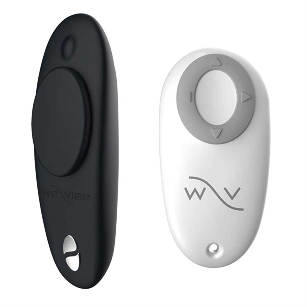Vibrador Moxie by We-Vibe Preto e seu controle remoto port�til em vista superior