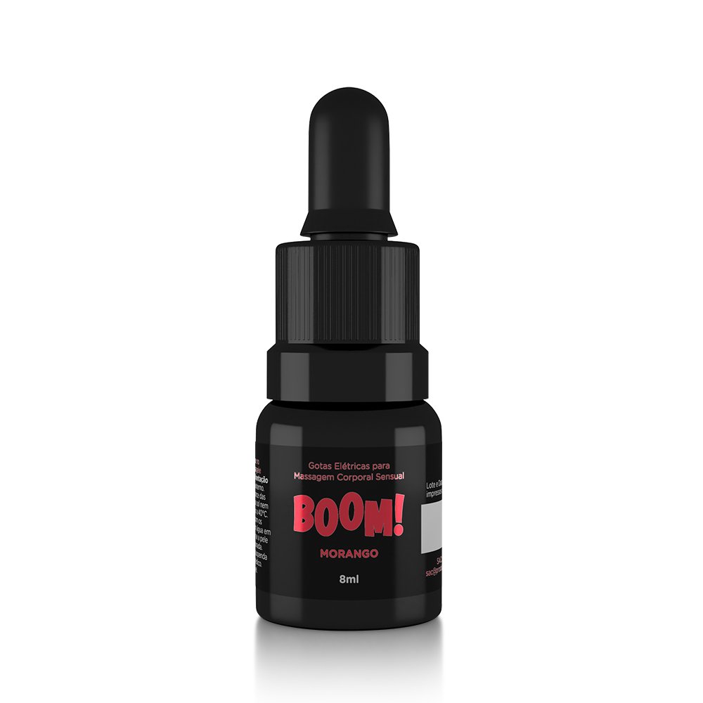 Gotas El�tricas Boom Morango, excitante feminino, frasco com conta-gotas