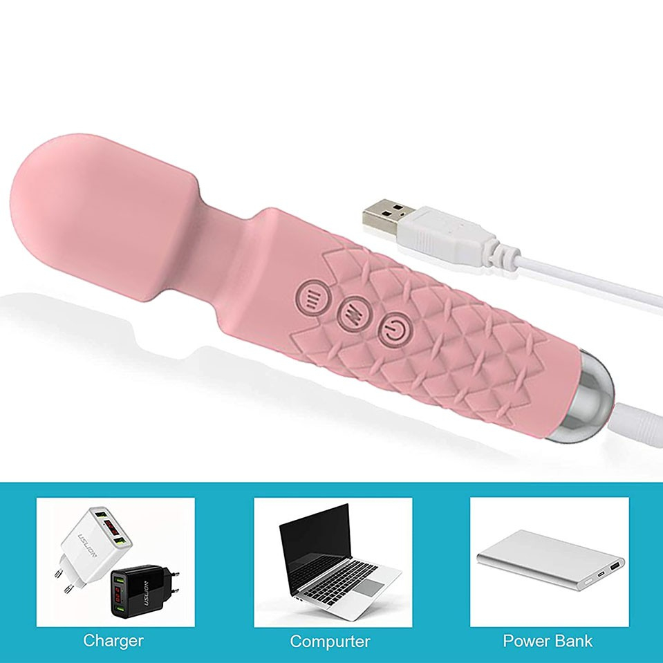 Massageador Er�tico em Silicone Aveludado Recarreg�vel com 20 Vibra��es Varinha M�gica Rosa | Foto 05