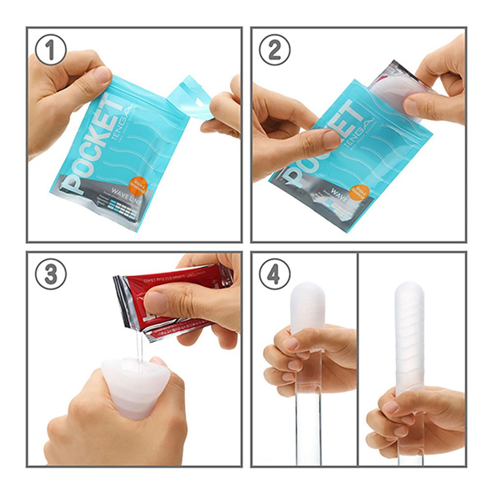 Instru��es de uso do Masturbador Tenga Pocket com lubrificante