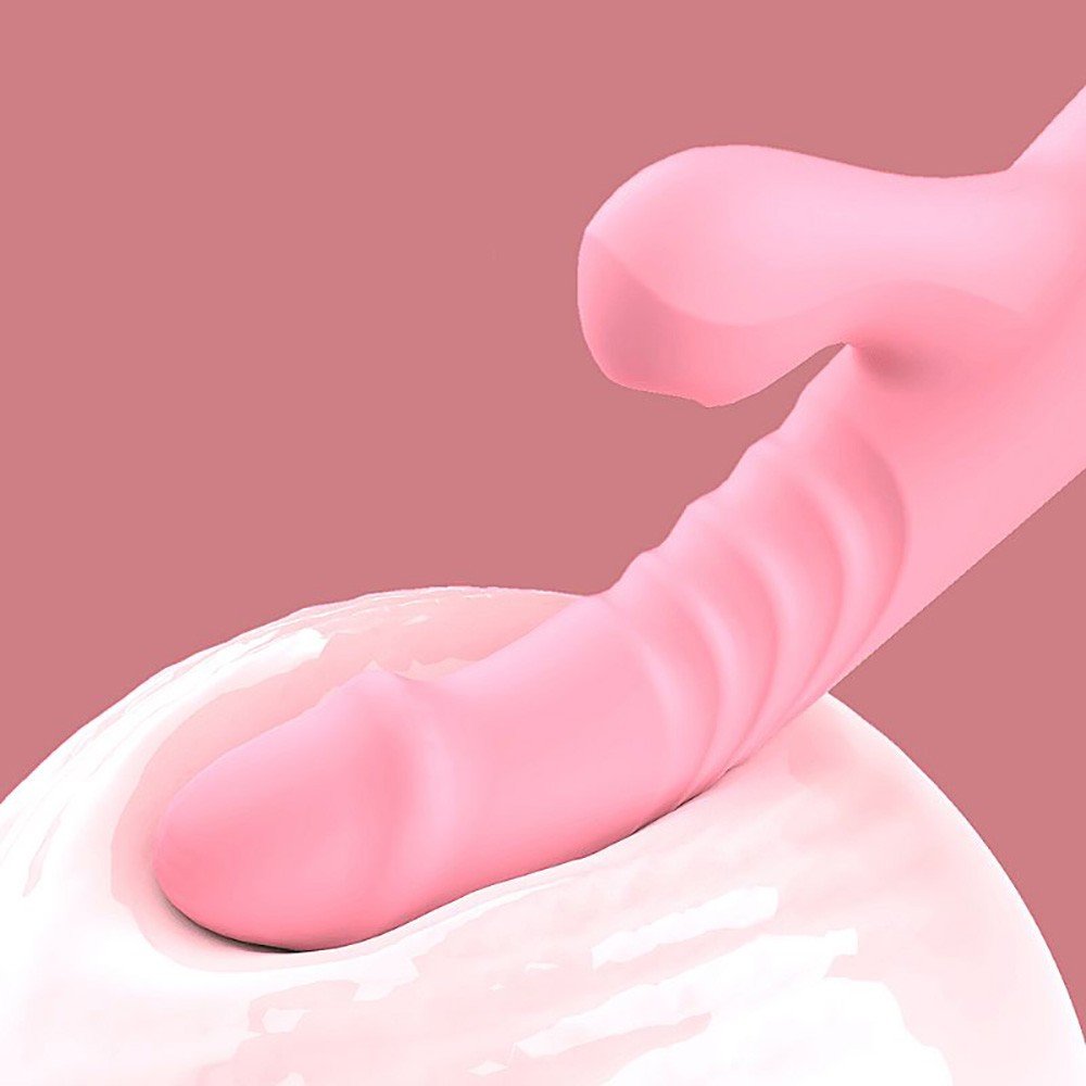 Vibrador Duplo Recarreg�vel em Silicone 10 Vibra��es, 3 Pulsa��es e 3 Velocidades de Vai e Vem Rosa | Foto 05