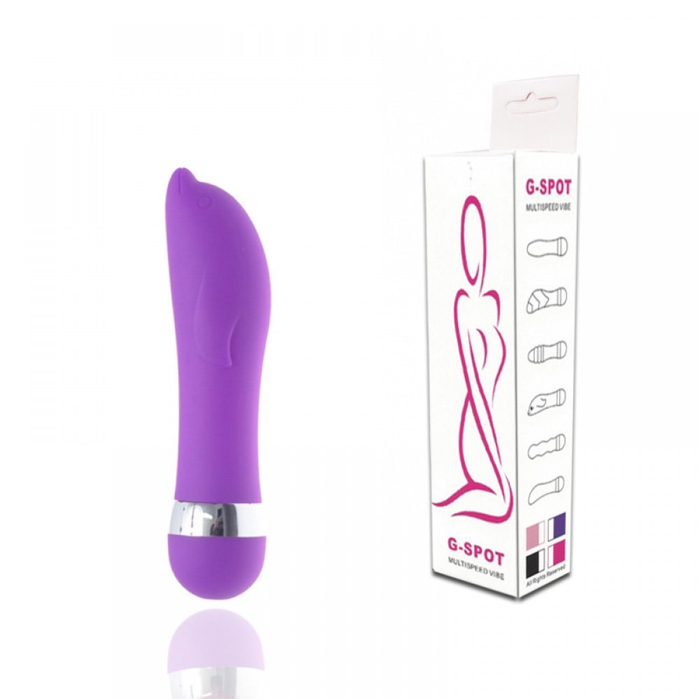 Vibrador de Golfinho Roxo - Detalhe da embalagem