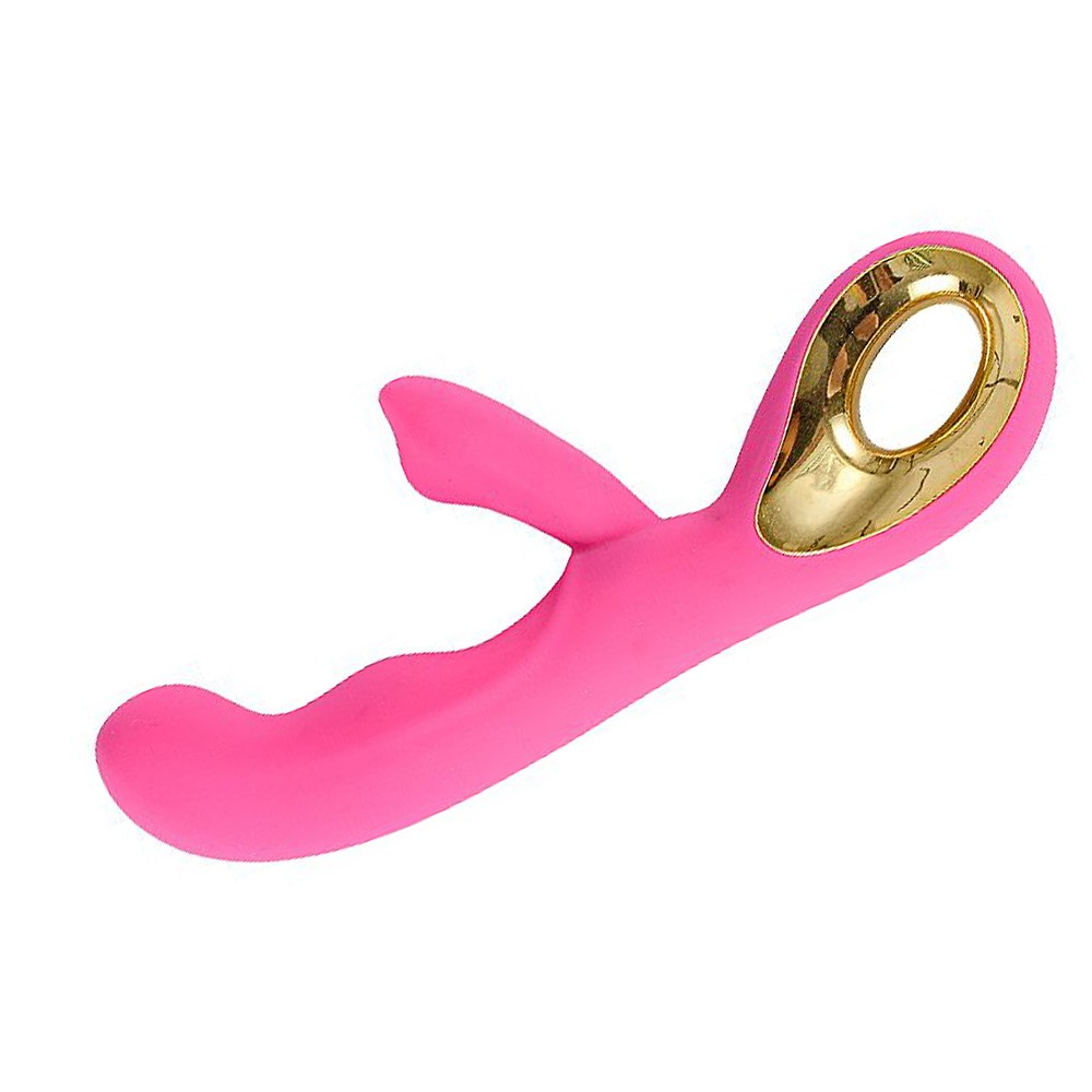 Vibrador Duplo Recarreg�vel em Silicone Estimulador Ponto G e Clit�ris 10 Vibra��es Angel II Pink | Vista lateral do vibrador mostrando o corpo curvado e um dos estimuladores