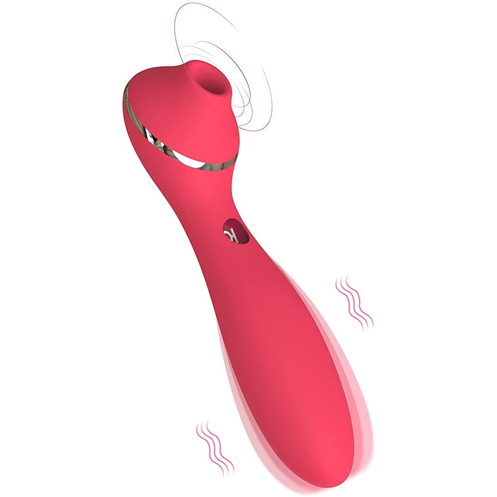 Vibrador e Sugador para Clit�ris Recarreg�vel com 10 Vibra��es e 3 Suc��es Polly Plus Vermelho | Foto 04
