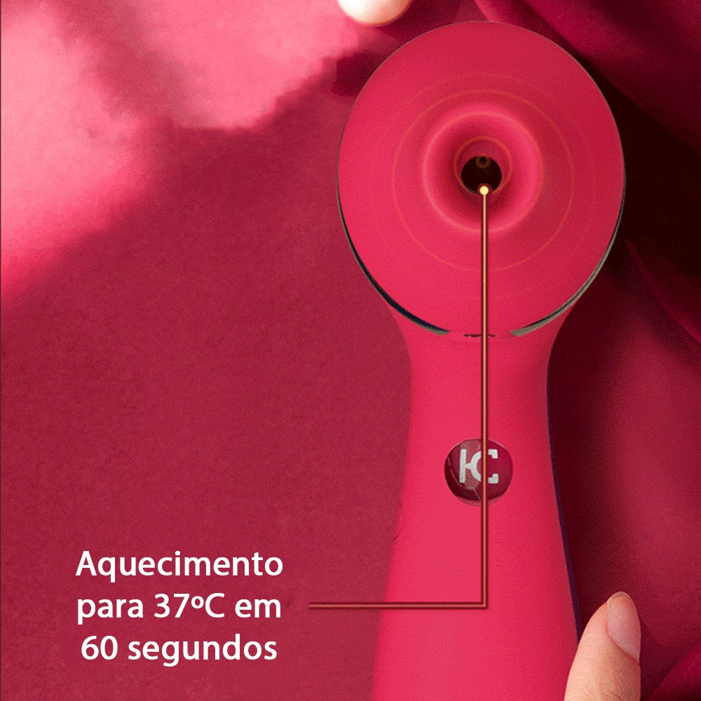 Vibrador e Sugador para Clit�ris Recarreg�vel com 10 Vibra��es e 3 Suc��es Polly Plus Vermelho | Foto 05