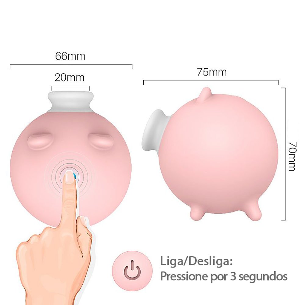 Vibrador para Clit�ris Recarreg�vel em Silicone com 9 Vibra��es e Pulsa��es Piggy Rosa | Foto 05