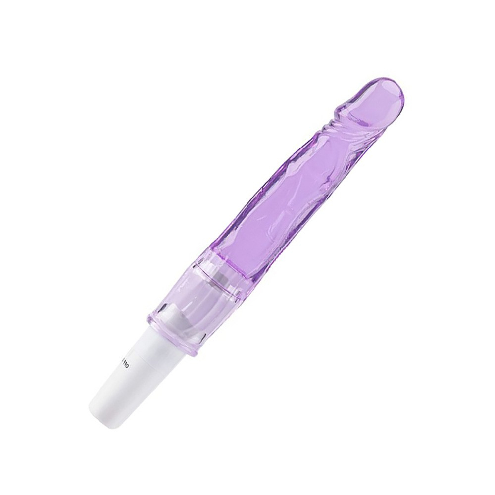 Vibrador Feminino em Jelly com Vibrador Lil�s em uma vista angulada, mostrando a textura e a cor lil�s transl�cida