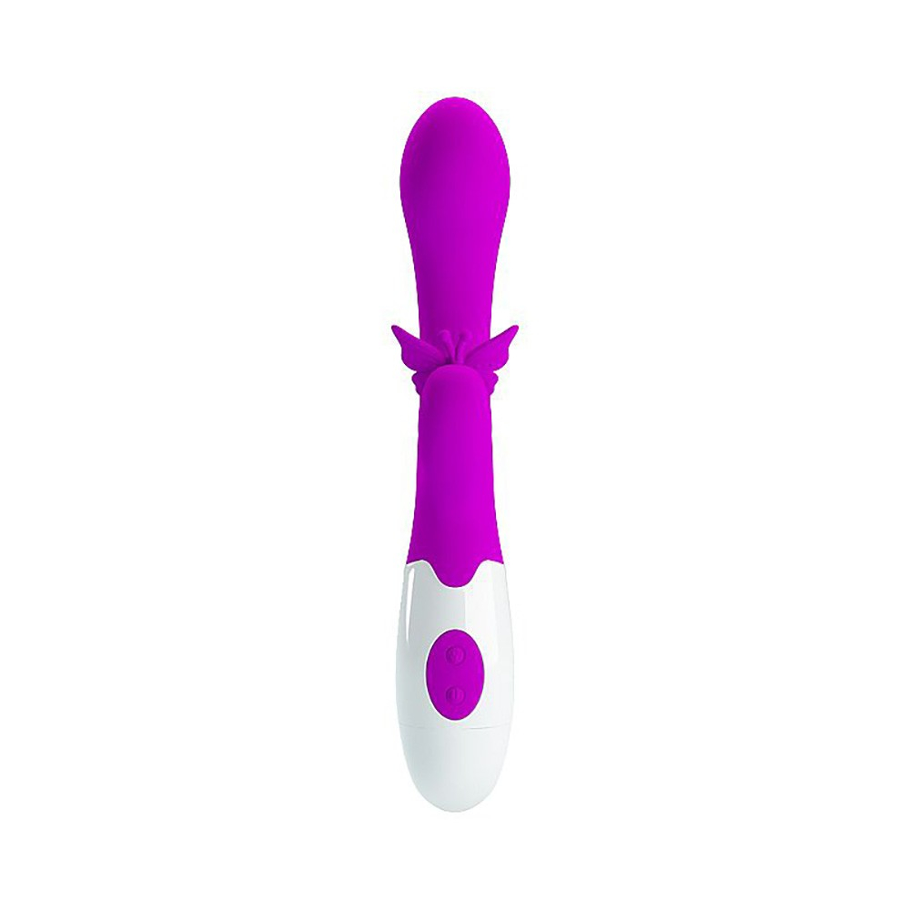 Vibrador Duplo em Silicone com 30 Vibra��es Butterfly Kiss Rosa - Vis�o frontal
