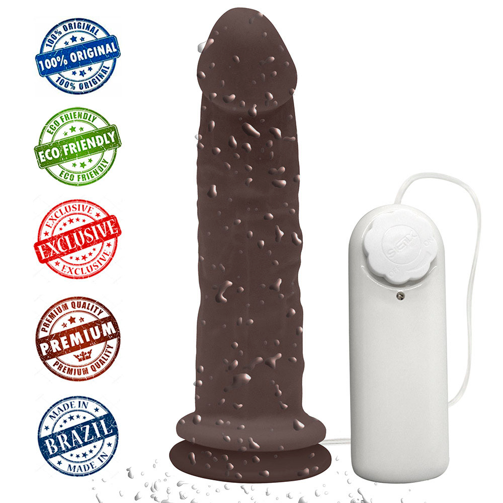 P�nis de Borracha Lunes com Vibrador e Ventosa 14 x 4cm Marrom | Foto 04