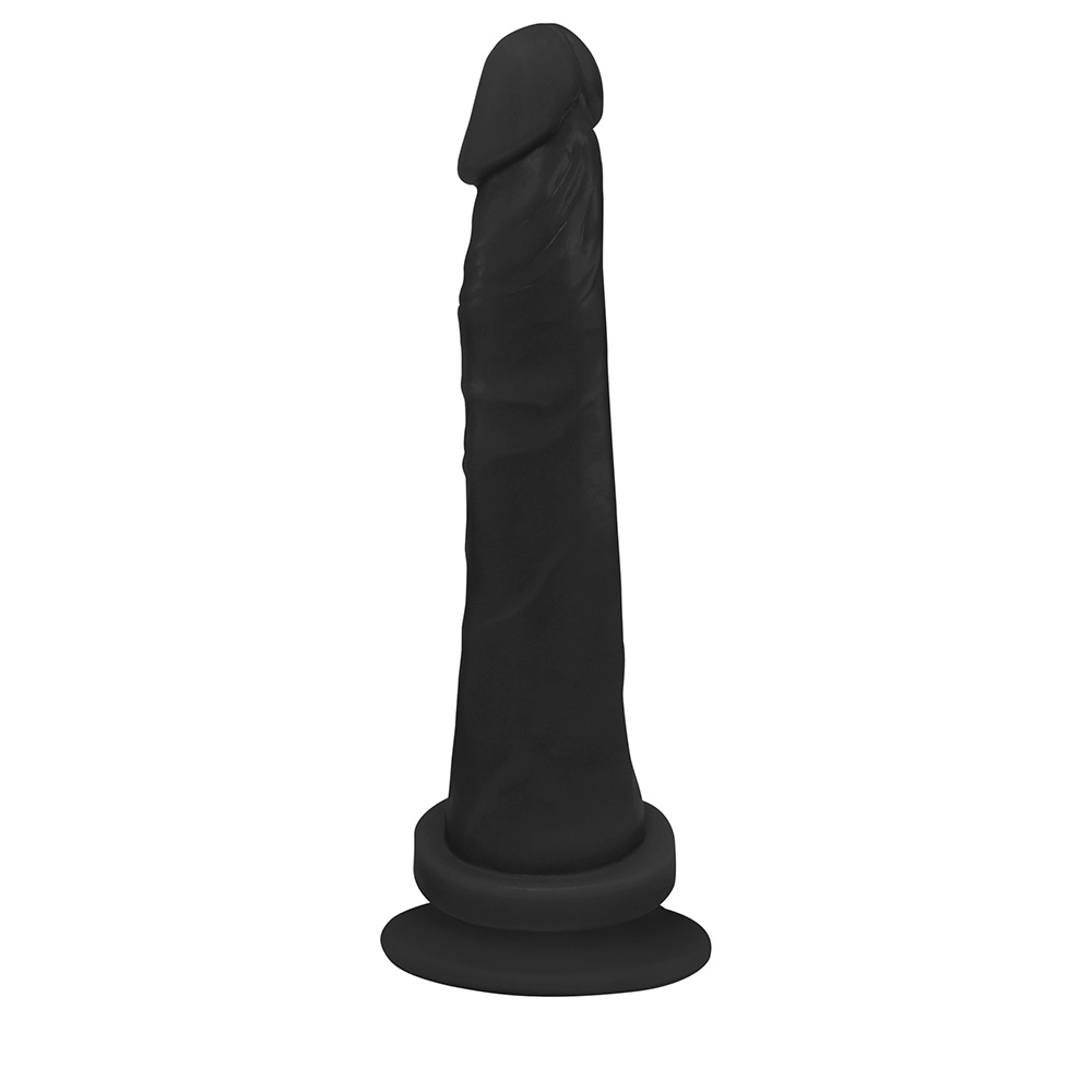 P�nis de Borracha Jueves com Ventosa 19 x 4,5cm Preto com foco na ponta e detalhes do material, cor preta