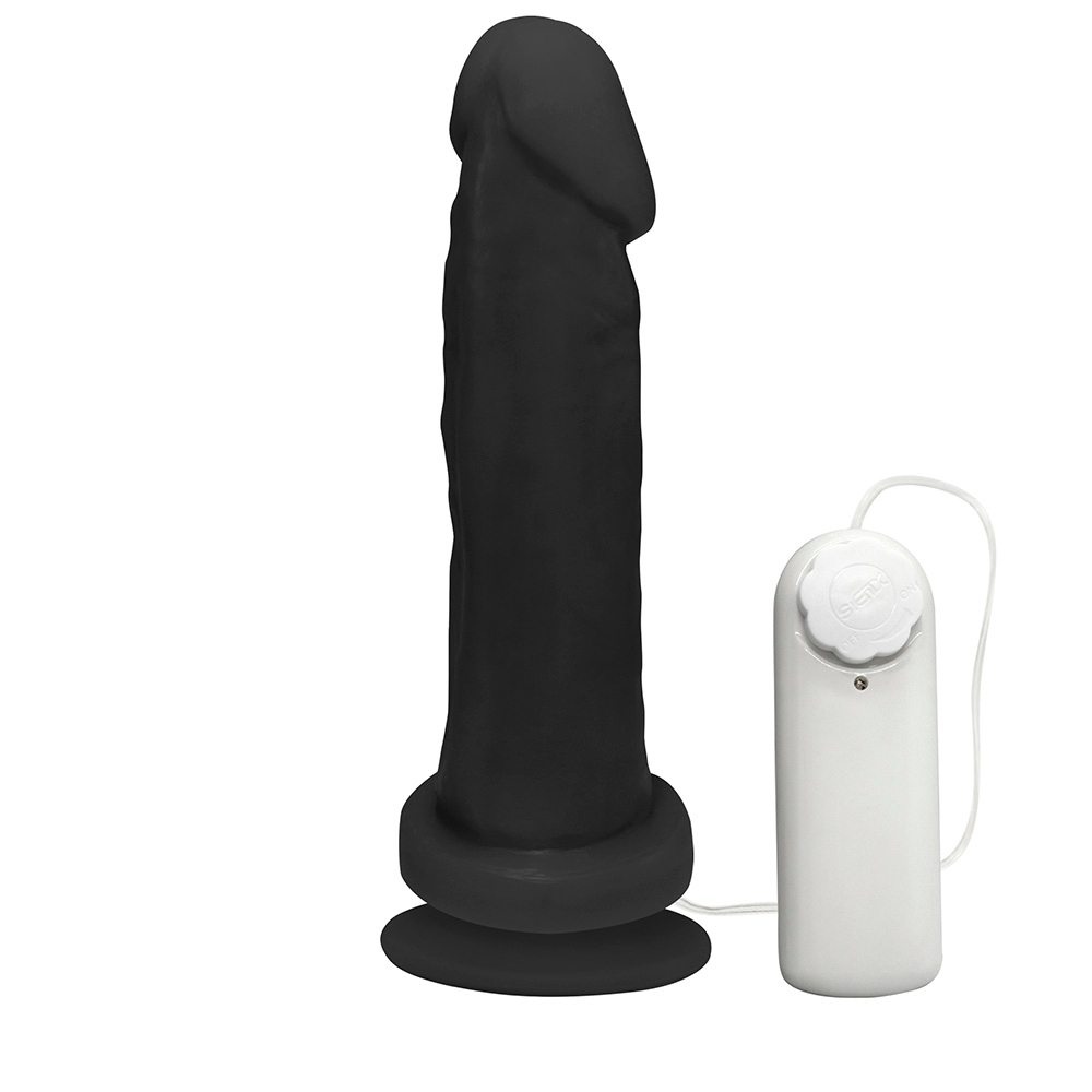 P�nis de Borracha Viernes com Vibrador e Ventosa 19 x 5cm Preto | Detalhe da textura