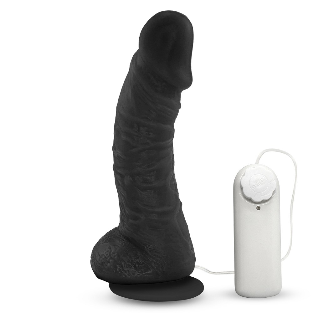 P�nis de borracha Hades preto - vis�o lateral com textura e ventosa