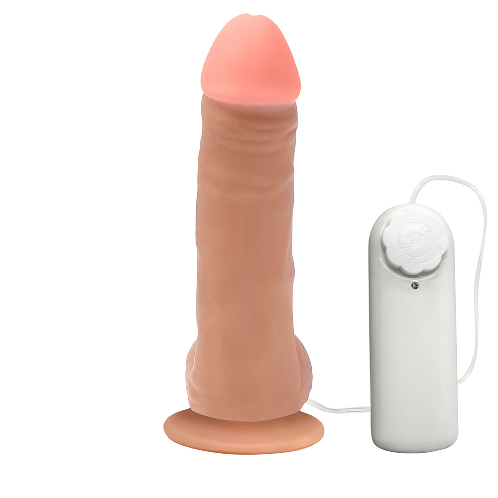 P�nis de Borracha Hefesto com Escroto, Vibrador e Ventosa 17 x 4cm Bege - Imagem 3