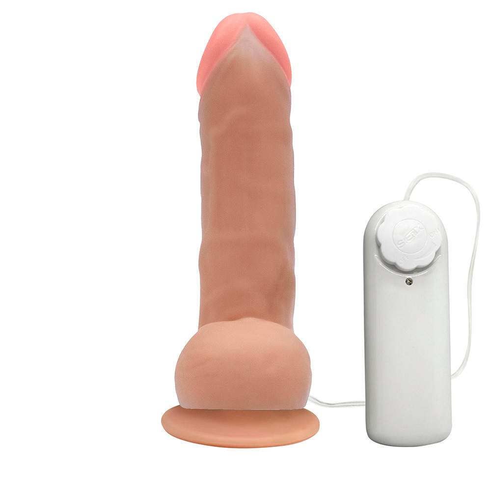 P�nis de Borracha Hefesto com Escroto, Vibrador e Ventosa 17 x 4cm Bege - Imagem 4