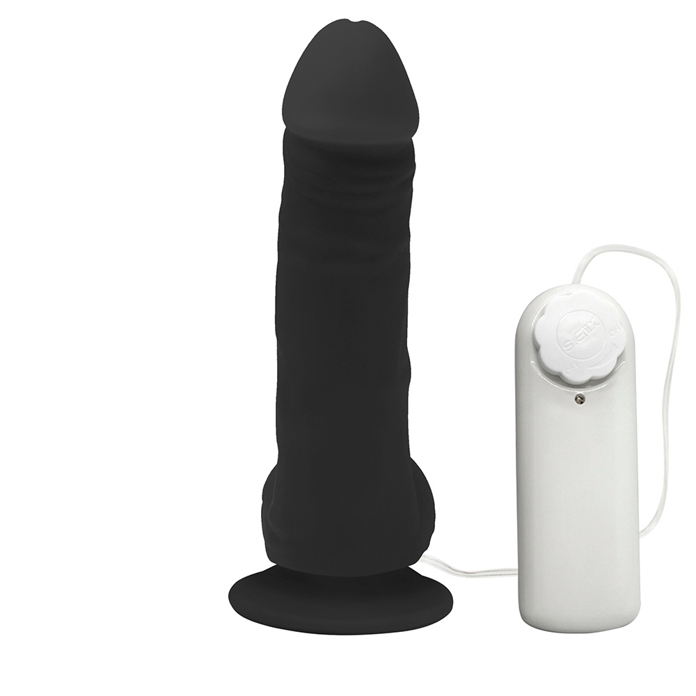 P�nis de Borracha Hefesto com Escroto, Vibrador e Ventosa 17 X 4cm Black | Foto 03