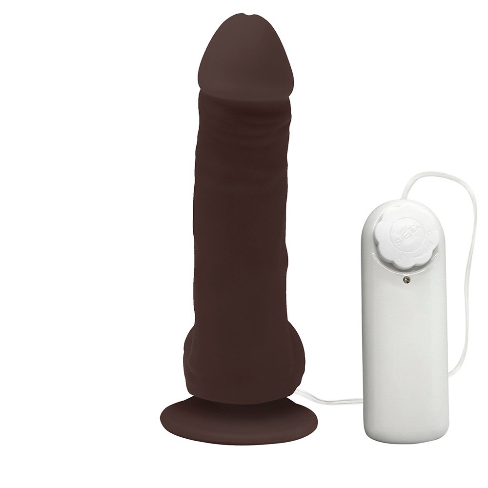 P�nis de Borracha Hefesto com Escroto, Vibrador e Ventosa 17 x 4cm Marrom | Foto 03