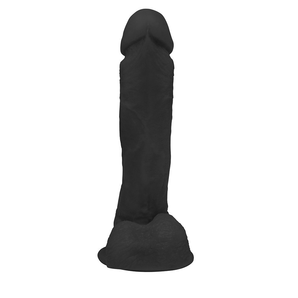 P�nis de Borracha Dion�sio com Escroto e Ventosa 19 x 4,5cm Preto - Vista lateral do dildo