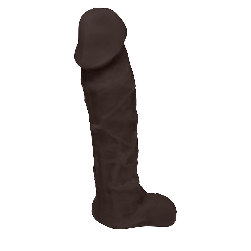 P�nis de Borracha Apolo com Escroto 20,5 x 4,5cm Marrom - detalhe da cabe�a e veias simuladas para alto realismo