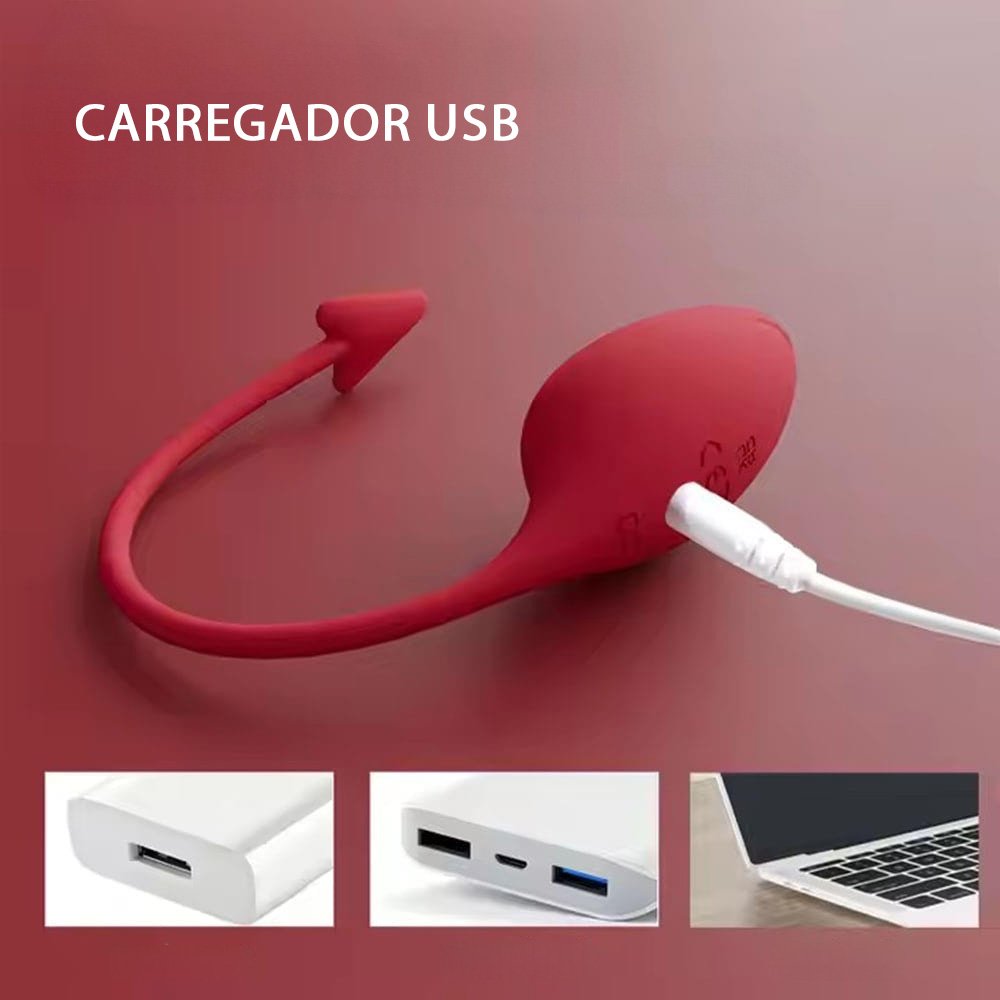 Vibrador para Casal Recarreg�vel em Silicone com 9 Vibra��es e Controle por APP Vermelho | Foto 05