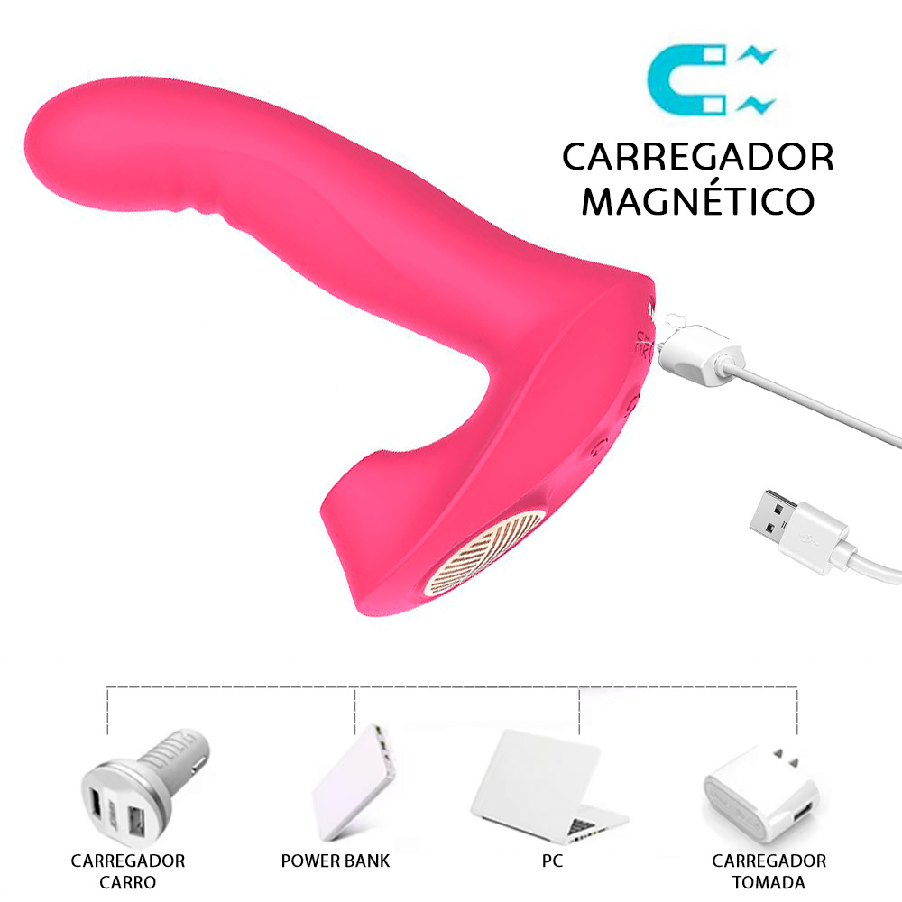 Pulsador de Clit�ris e Vibrador Ponto G Recarreg�vel em Silicone 10 Vibra��es e Controle Novia Pink | Foto 05