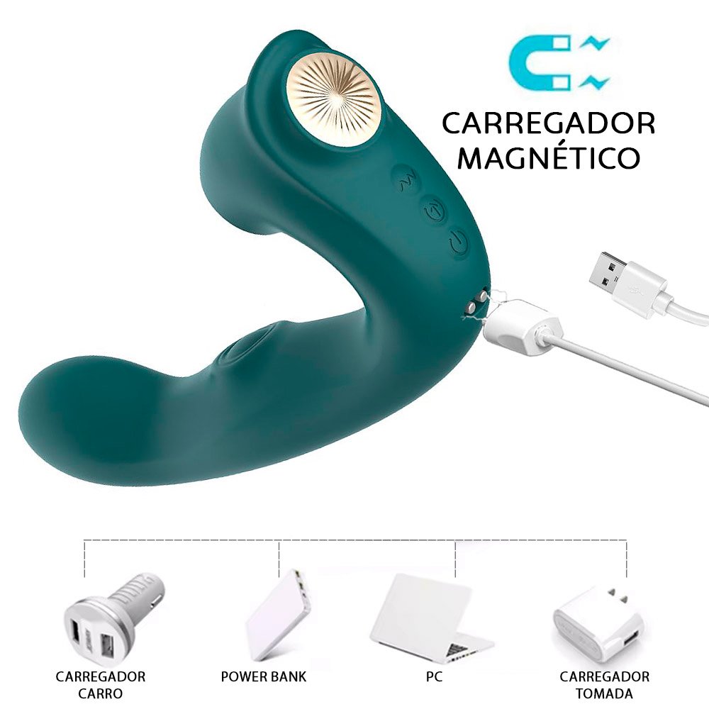 Vibrador Duplo Recarreg�vel em Silicone com 20 Vibra��es e 10 Rota��es Dale Verde | Foto 05