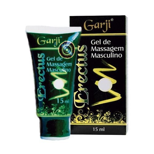 Gel Masculino para Ere��o Erectus 15g, embalagem e tubo do produto Garji Cosm�tico