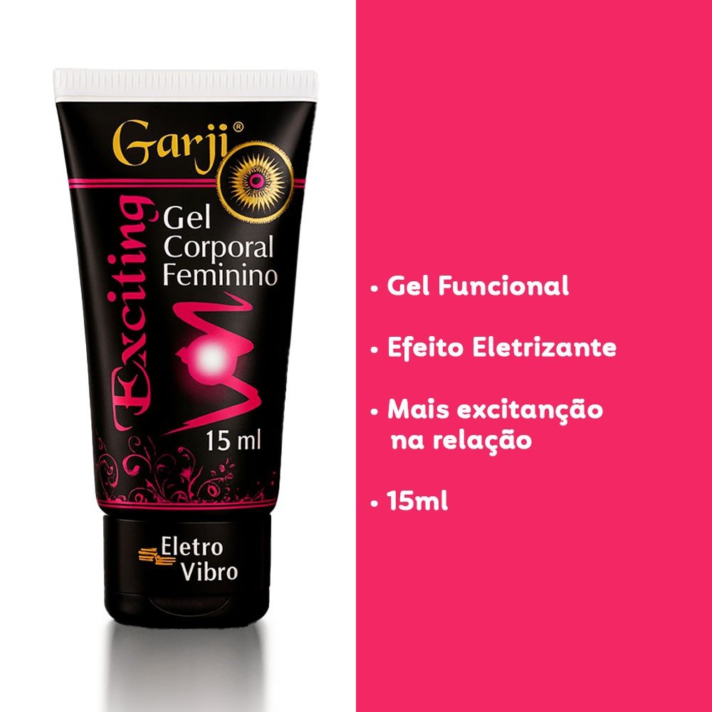 Gel Excitante Feminino Exciting Garji 15g com propriedades funcionais e eletrizantes