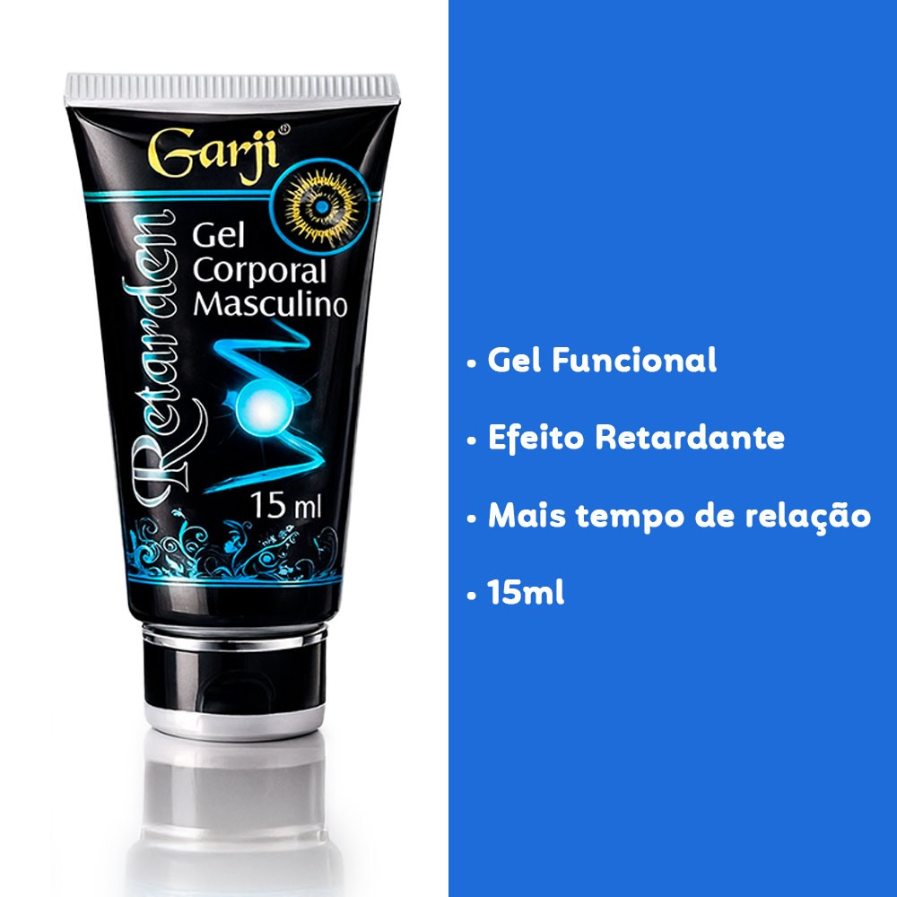 Gel Retardante Retarden 15g em close-up, destacando o tubo e o selo de funcionalidade do produto