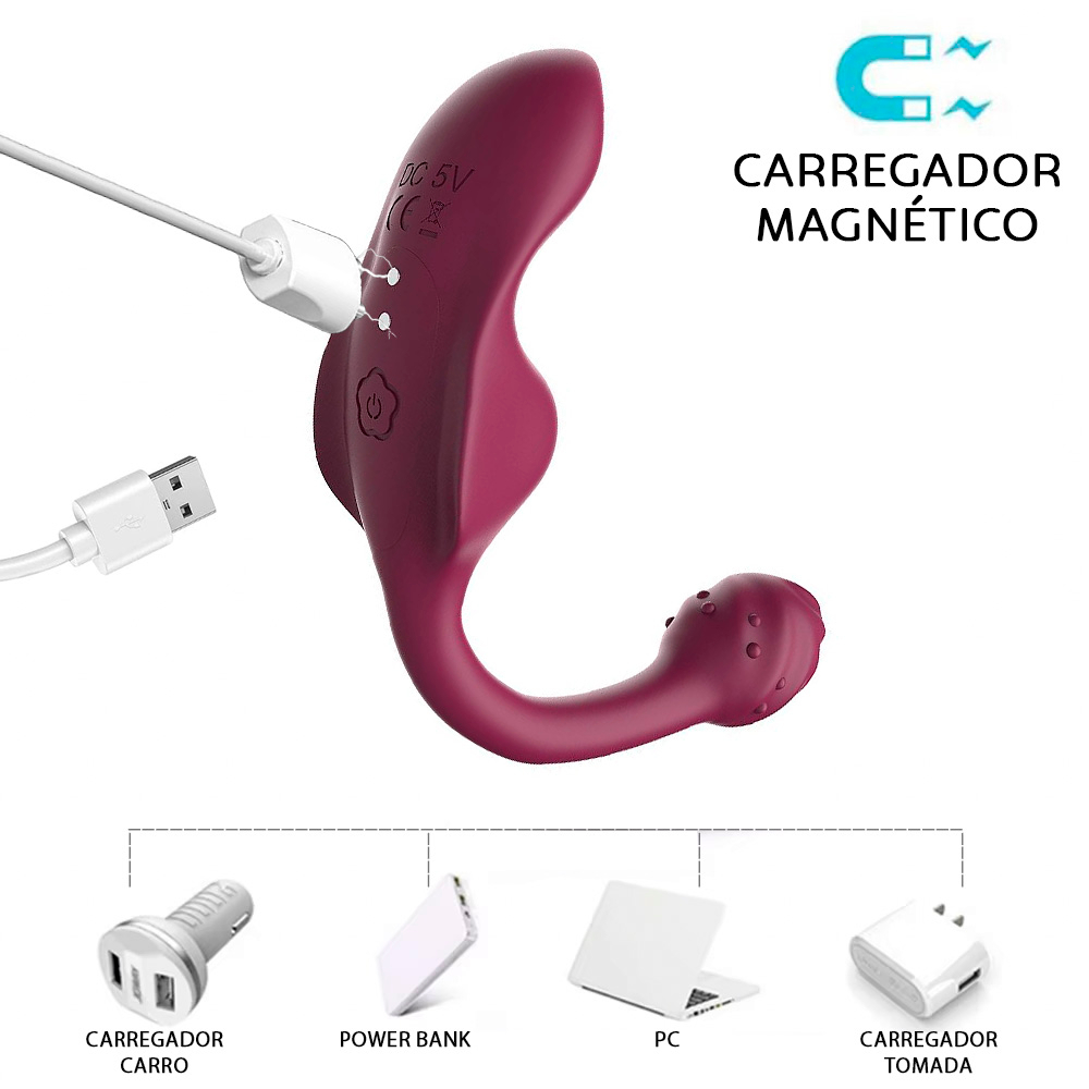 Vibrador para Clit�ris Recarreg�vel em Silicone 10 Vibra��es com Plug e Controle sem Fio Pink | Foto 05