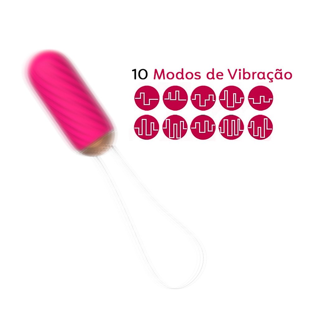 Vibrador Bullet Recarreg�vel em Silicone 10 Vibra��es Ying Pink | Vista do vibrador e dos 10 modos de vibra��o