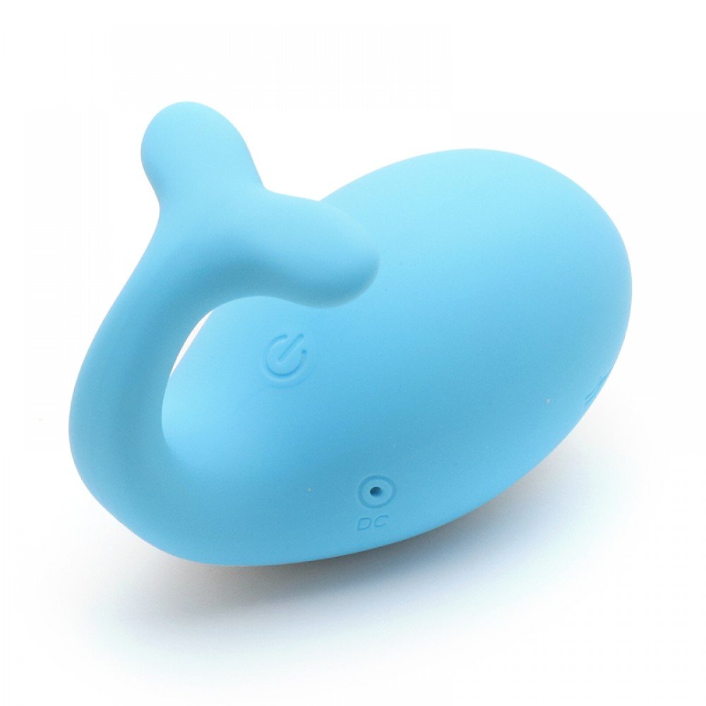 Vibrador Doris Azul com controle sem fio, vista da superf�cie macia com relevo ON/OFF e ponto de carregamento