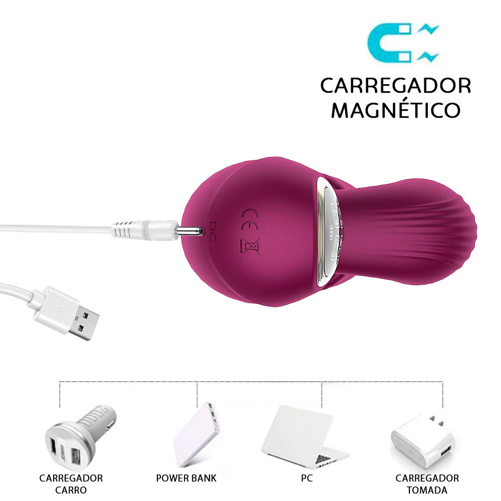 Pulsador de Clit�ris e Vibrador Ponto G Vai-e-Vem Fabulous em Silicone e Recarreg�vel via USB Vinho | Foto 05