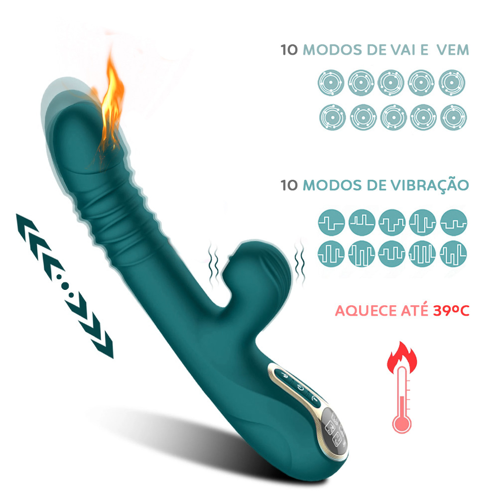 Pulsador de Clit�ris e Vibrador Ponto G Fabulous Verde com 10 modos de vai-e-vem e 10 modos de vibra��o