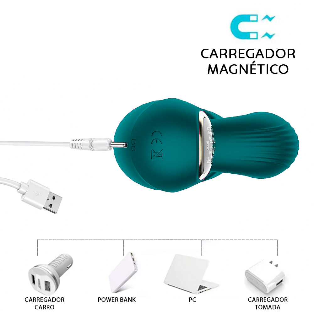 Pulsador de Clit�ris e Vibrador Ponto G Vai-e-Vem em Silicone Aveludado Recarreg�vel Fabulous Verde | Foto 05