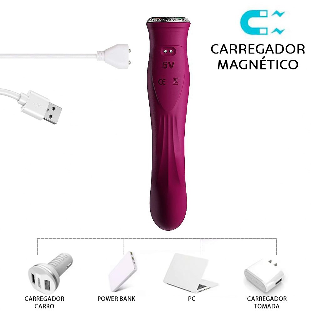 Vibrador Duplo Ponto G e Clit�ris Recarreg�vel em Silicone com 7 Vibra��es e Aquecimento Vinho | Foto 05