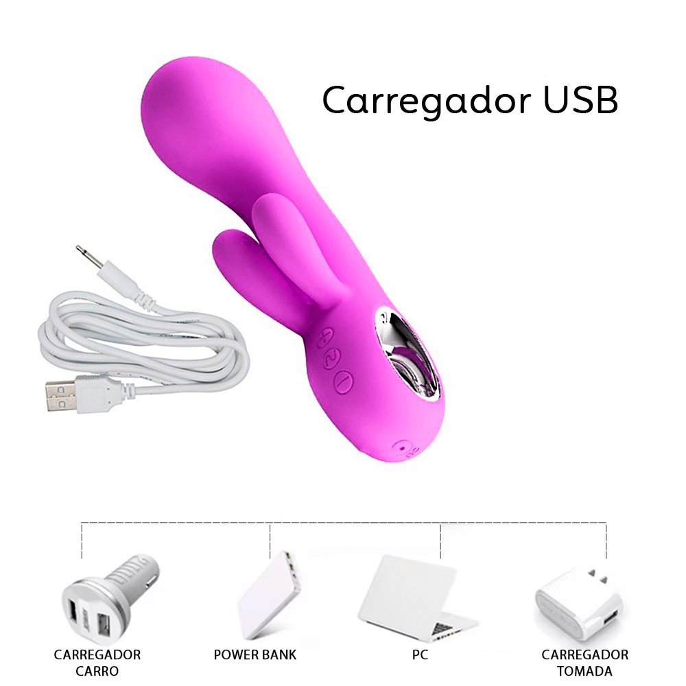 Vibrador Duplo Ponto G e Clit�ris Recarreg�vel em Silicone M�dico com 7 Vibra��es Valentine Pink | Foto 05