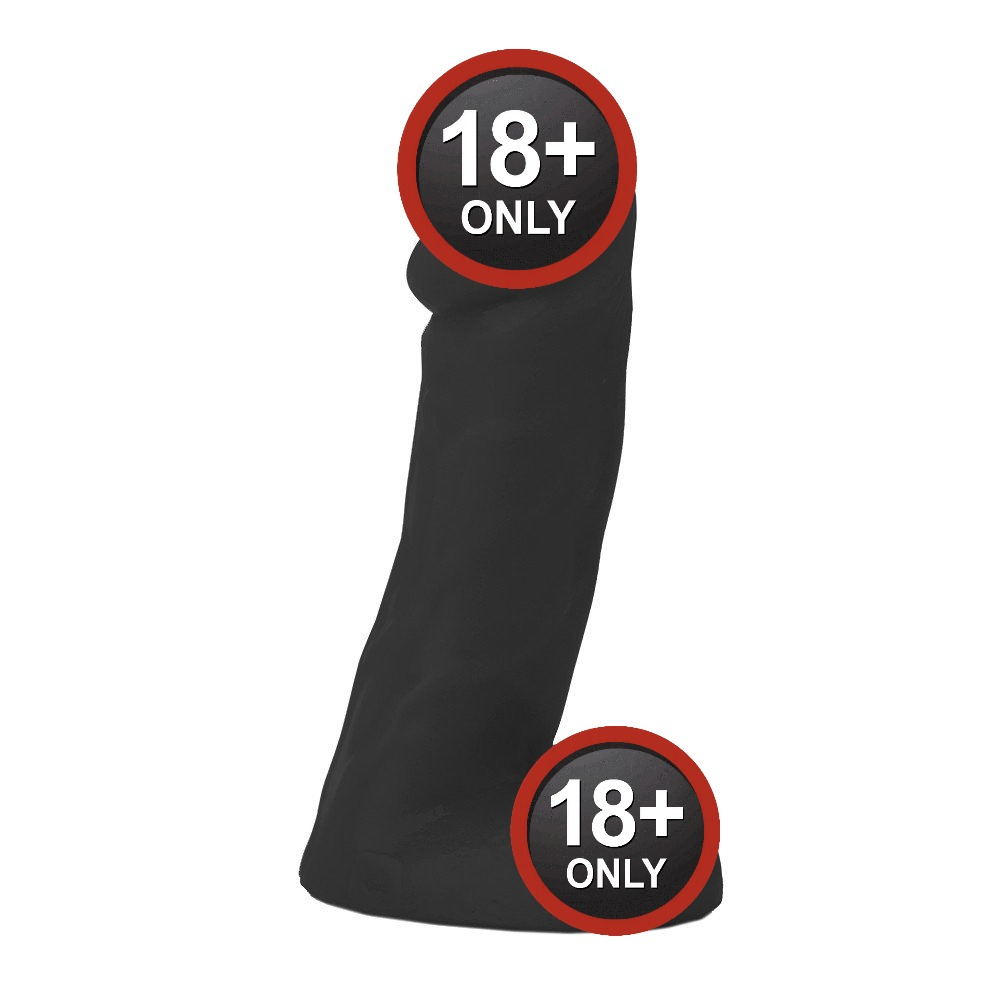 P�nis Gigante e Grosso Flex�vel com Escroto Dilatado - Vista lateral mostrando curvatura e escroto