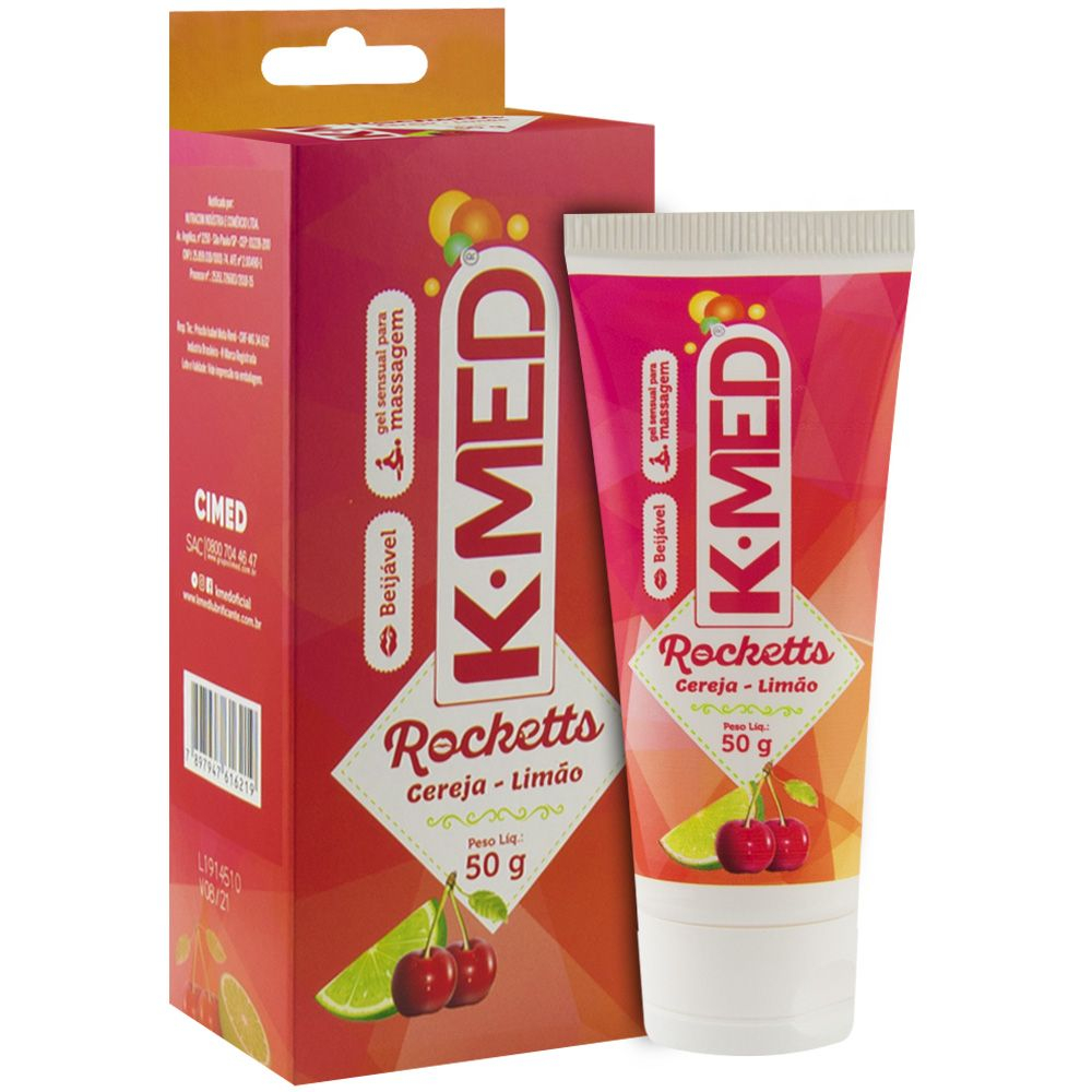 Lubrificante Beij�vel Rocketts Cereja e Lim�o 50g | Embalagem e Bisnaga