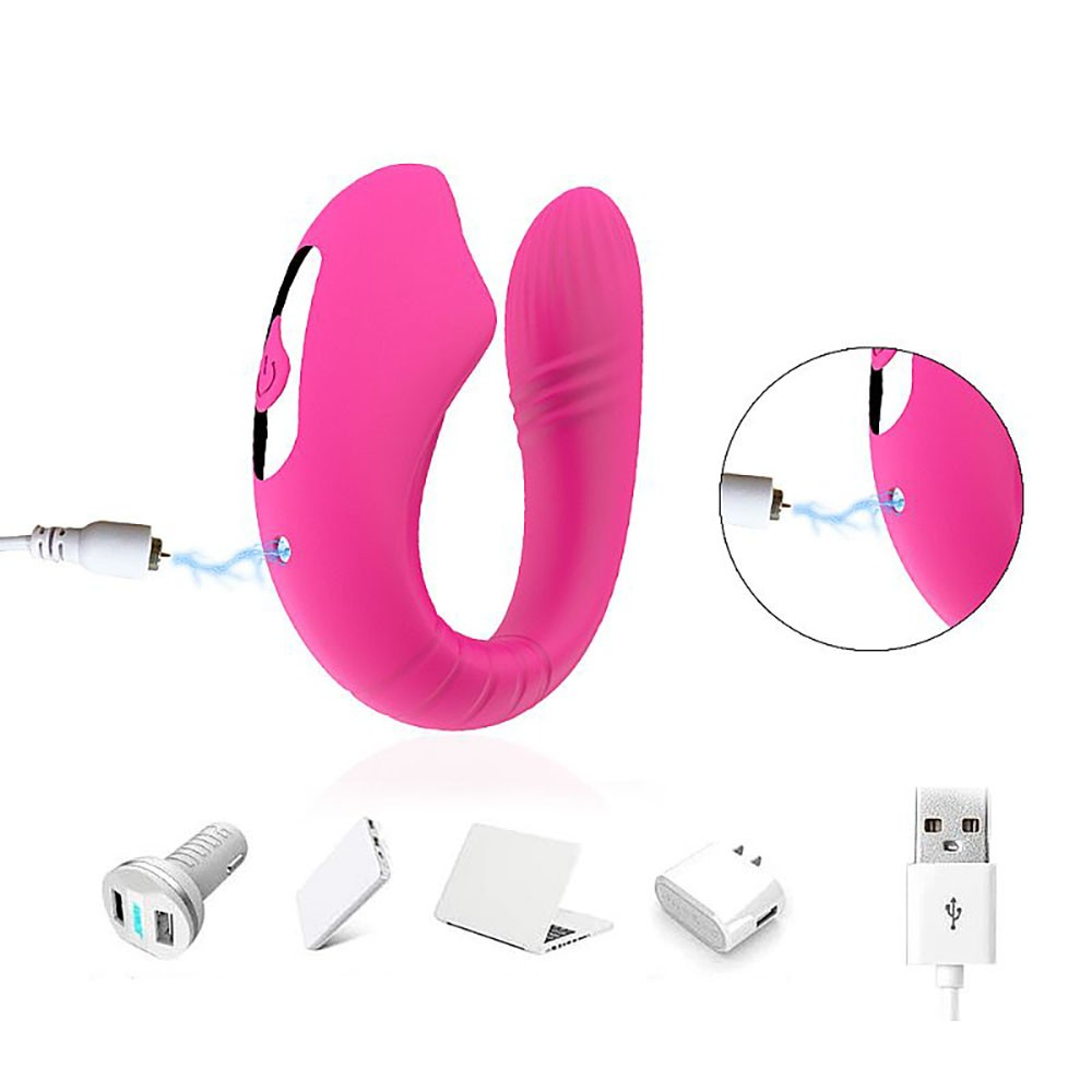 Vibrador para Casal em Silicone Recarreg�vel 5 Pulsa��es e 8 Vibra��es com Controle sem Fio Pink | Foto 05