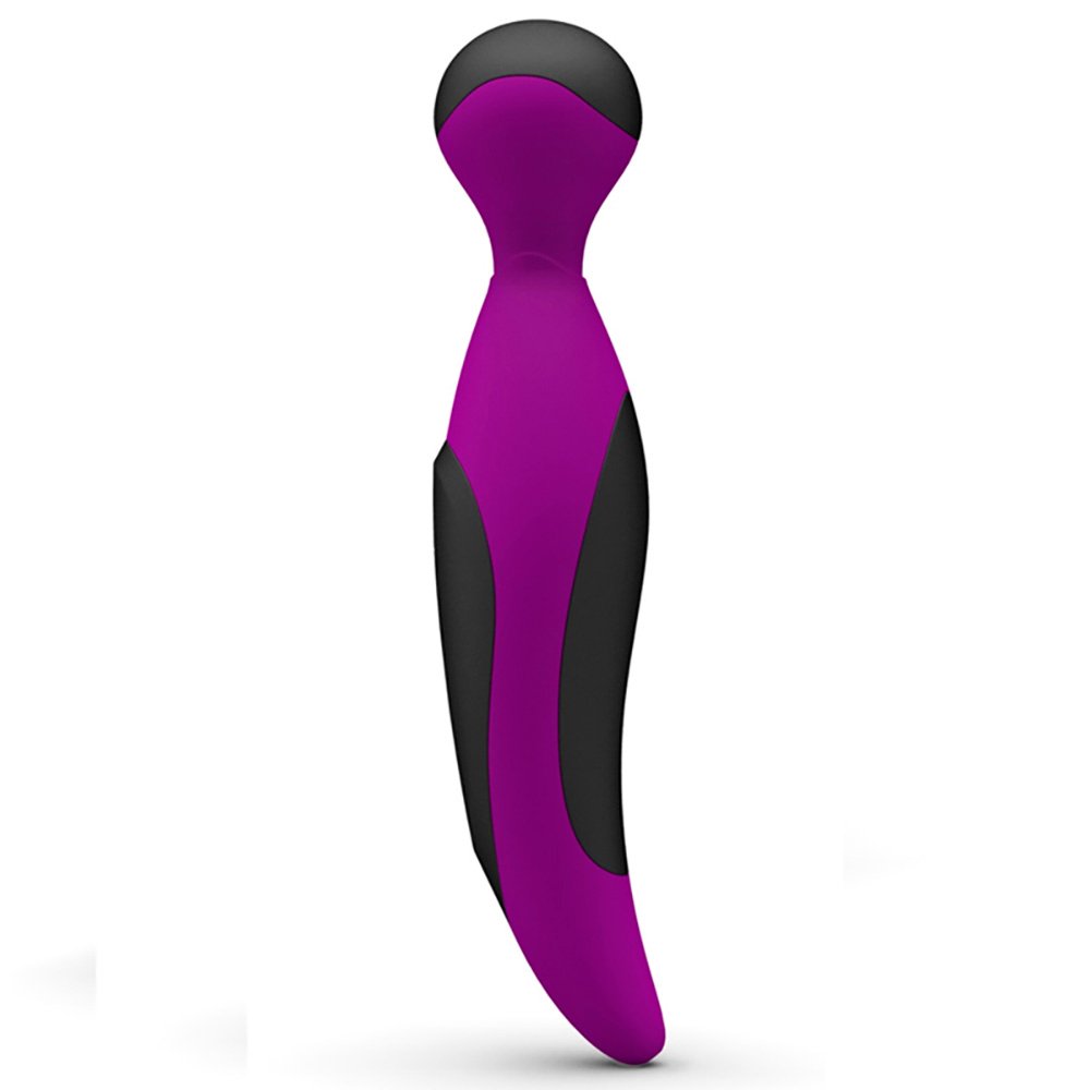 Massageador Er�tico Recarreg�vel em Silicone com 12 Vibra��es Mini Wand Hebe Roxo - Imagem 2 da lateral com botoes